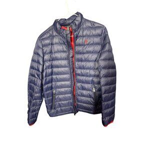 Polo Ralph Lauren Boys Puffer Jacket Size L/G 14-16 Navy Blue & Red Polyester Qu
